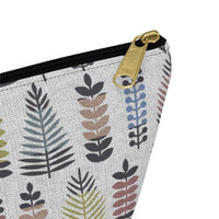 Stamped Leaves Accessory Pouch w T-bottom in Black